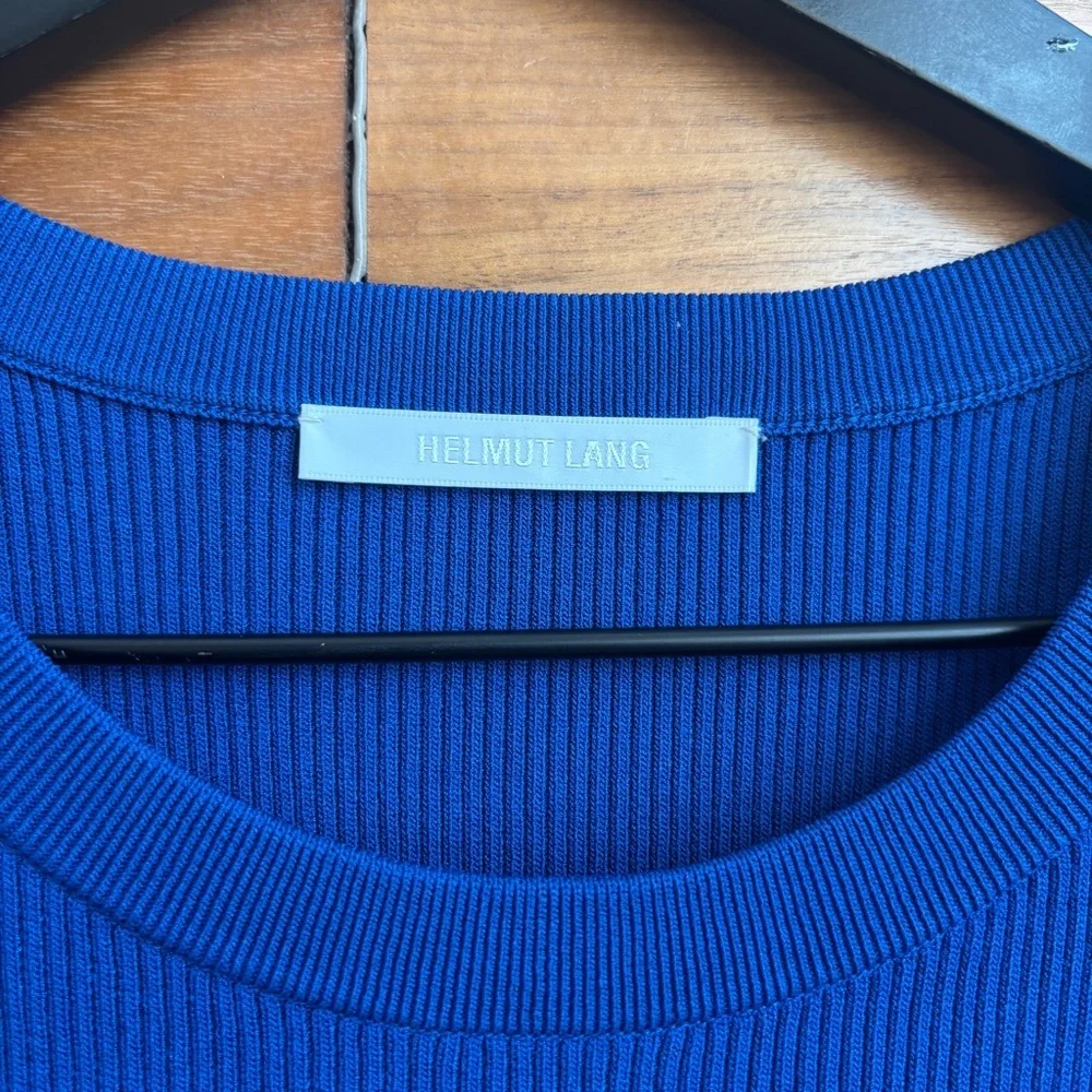 NWOT Helmut Lang Royal Blue Knit Ribbed Mini Dress, Size S - Picture 8 of 13